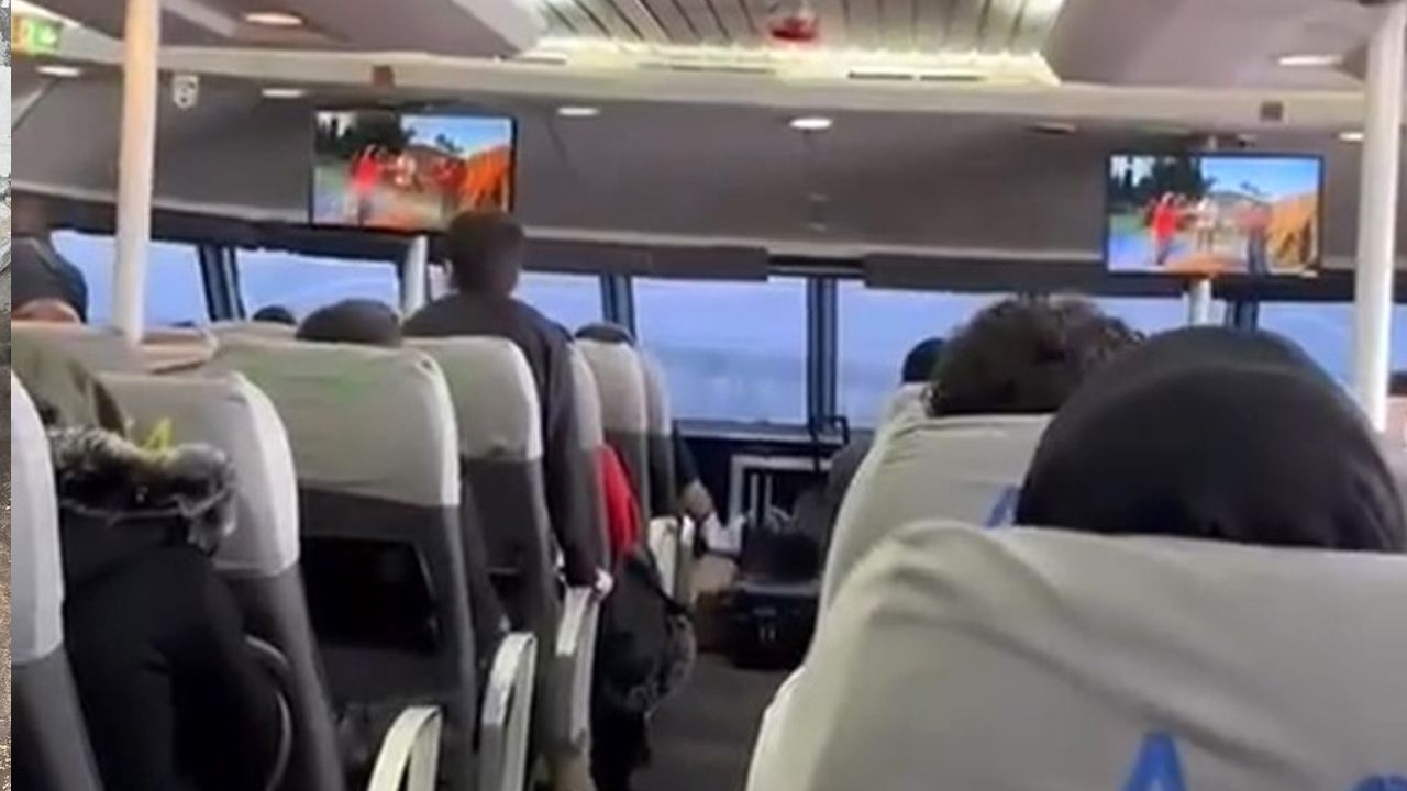 Deniz otobüsünde korku dolu anlar kamerada
