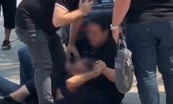 Eski eşinden kocasına meydan dayağı kamerada