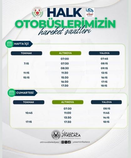 Yalova’da Halk Otobüsü Sefer Saatleri Güncellendi