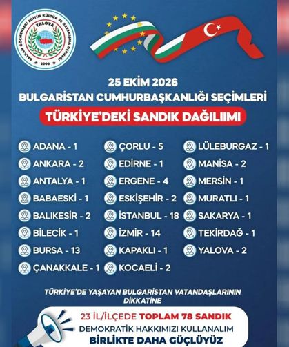 Yalova’da Bulgaristan Seçimleri İçin Sandık Kurulacak