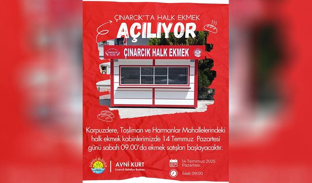 Çınarcık’ta Halk Ekmek Satışları Başlıyor