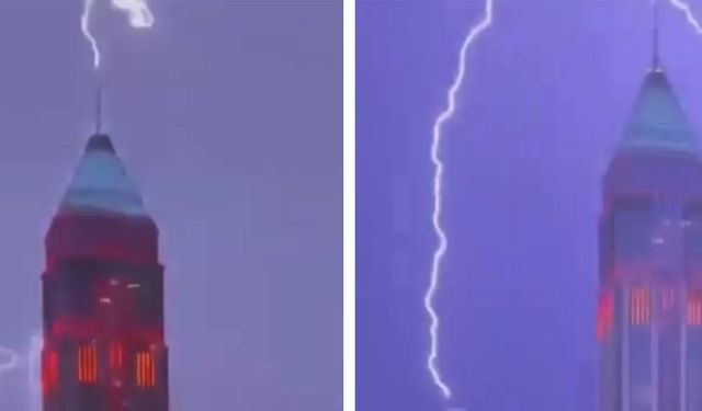 İstanbul Finans Merkezi’nin Tepesine Yıldırım Düştü