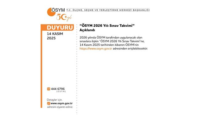 ÖSYM sınav takvimi açıklandı