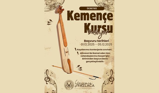 Altınova’da Kemençe Kursu Kayıtları Başlıyor