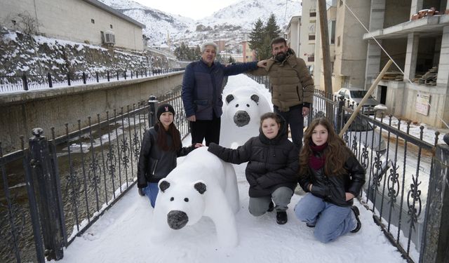 Kardan Yaptığı Anne Ve Yavru Ayı İlgi Odağı Oldu