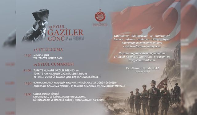 Yalova’da Gaziler Günü Programı Açıklandı