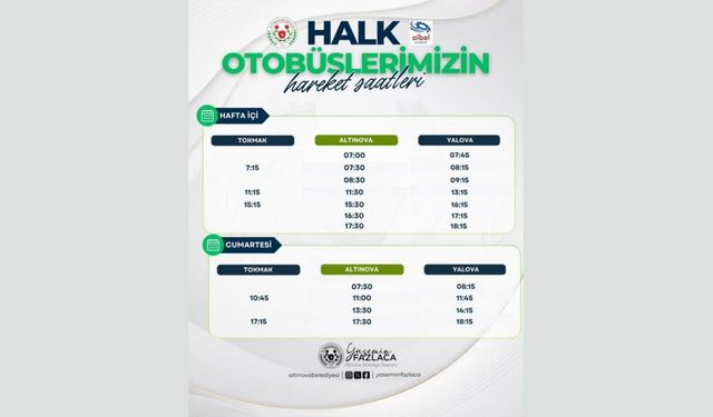 Yalova’da Halk Otobüsü Sefer Saatleri Güncellendi