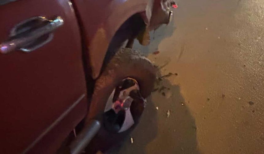 Otomobil, Park Halindeki Araca Çarptı: Yaya Geçidinden Geçerken Ölümden Döndüler!