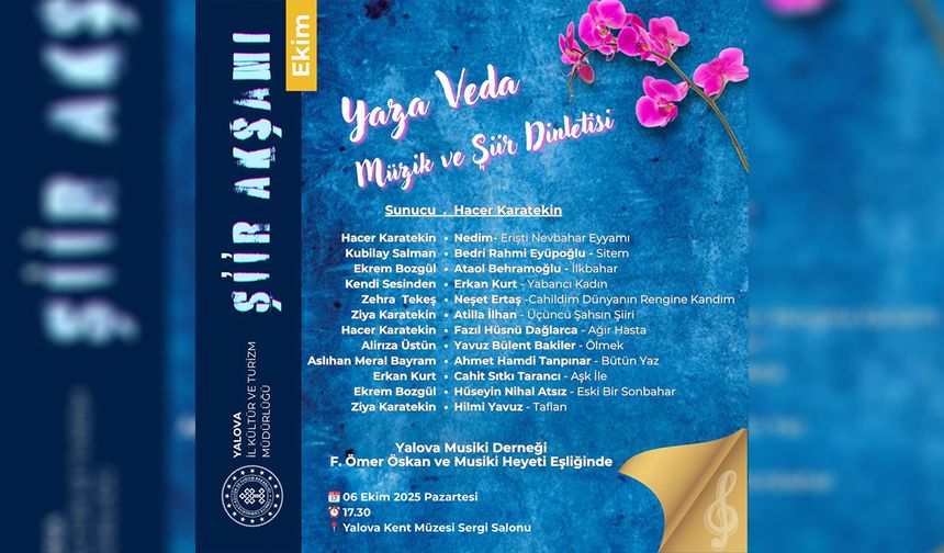 Yaza Veda Müzik ve Şiir Dinletisi Yalova’da