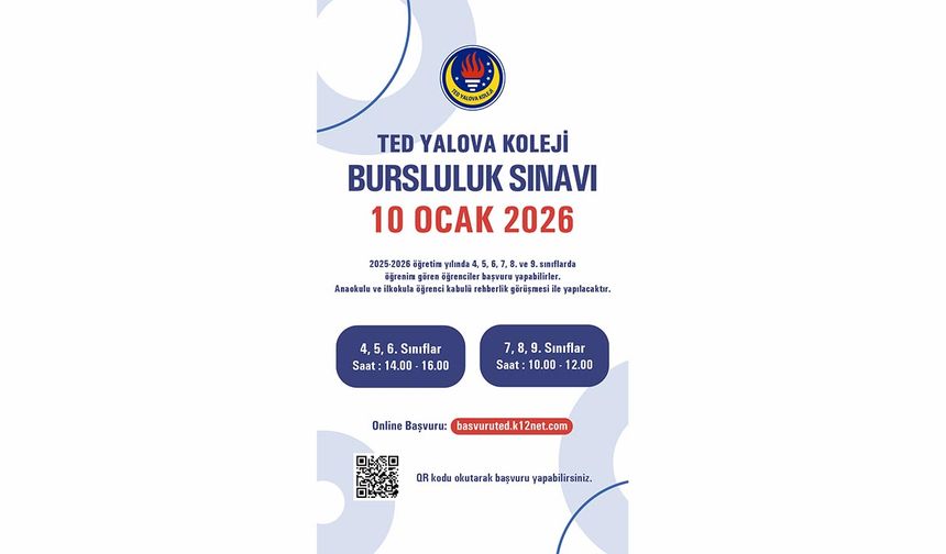 TED Yalova Koleji Bursluluk Sınavı 10 Ocak’ta Yapılacak