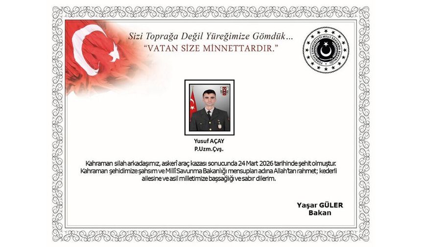 Ağrı'da askeri araç kazası: 1 uzman çavuş şehit oldu