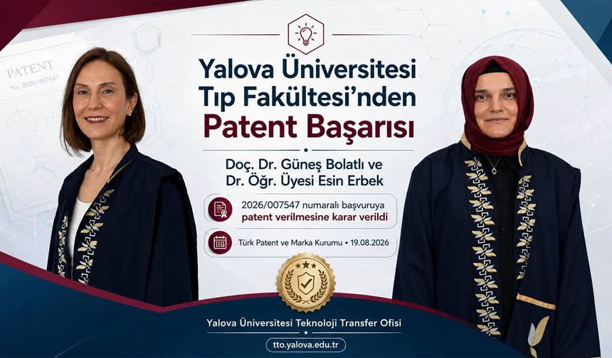 Yalova Üniversitesi Akademisyenlerinden Patent Başarısı