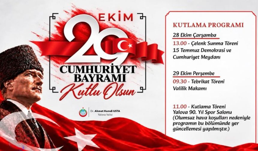 Yalova’da 29 Ekim Etkinliklerine Hava Engeli