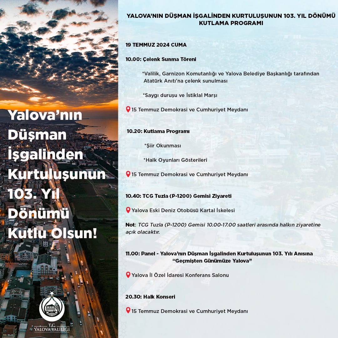 Yalova Dusman Isgali Kurtulus Yildonum Kutlama Program Valilik-1