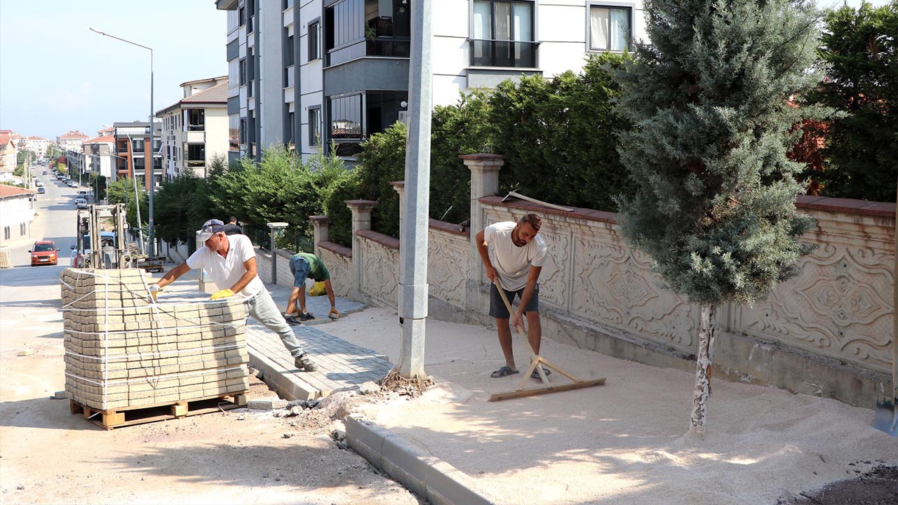 Yalova Ciftlikkoy Belediye Fen Isleri Personel Mehmet Akif Mahalle Kaldirim Calisma (2)