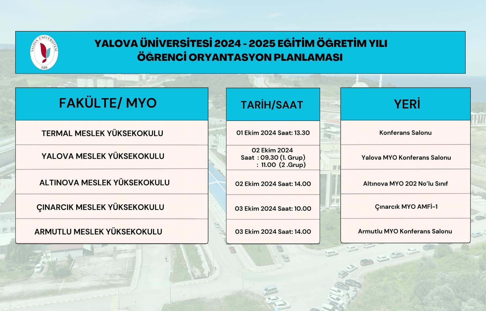 Yalova Universite Yeni Akademik Yil 2024 2025 Oryantasyon Program Fakulte Lisans Onlisans Haber (2)