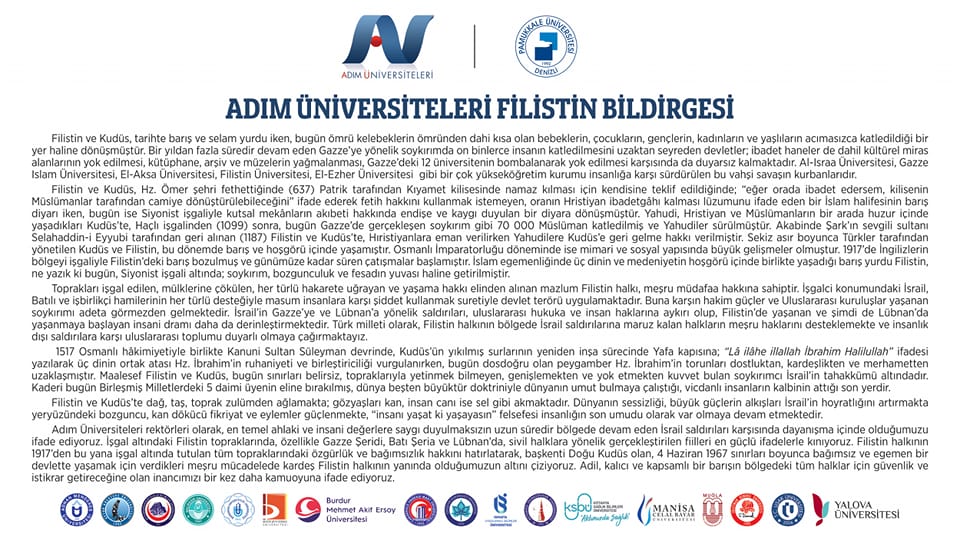 Yalova 18 Universite Adim Israil Filistin Bildirge Kinama (1)