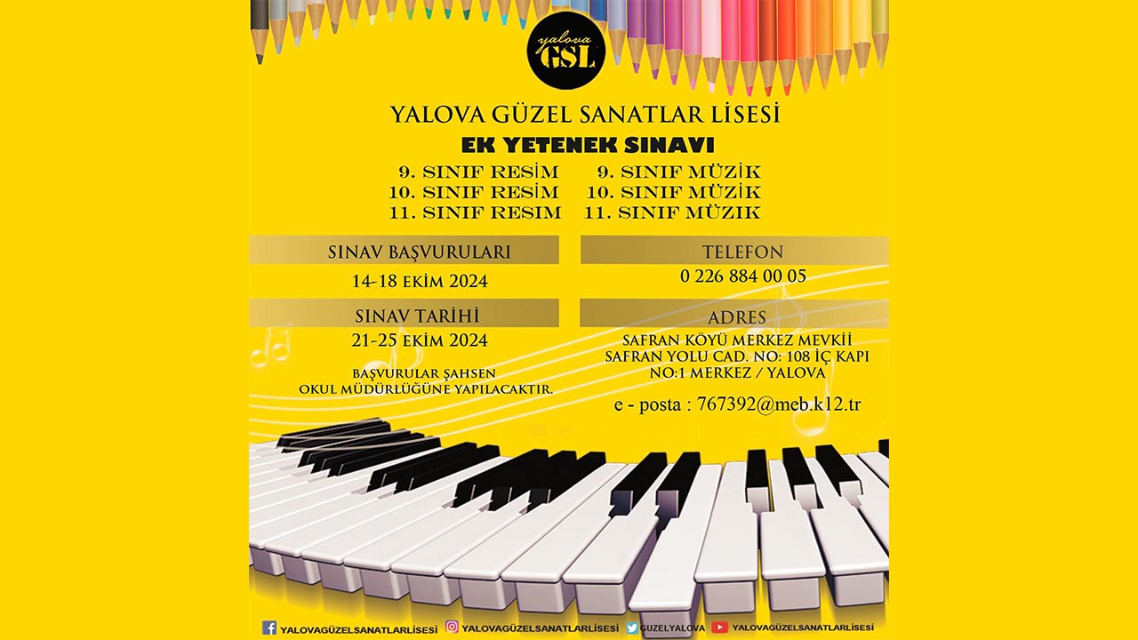 Yalova Guzel Sanatlar Lisesi Ek Kayit Basvuru Ogrenci Resim Muzik-1