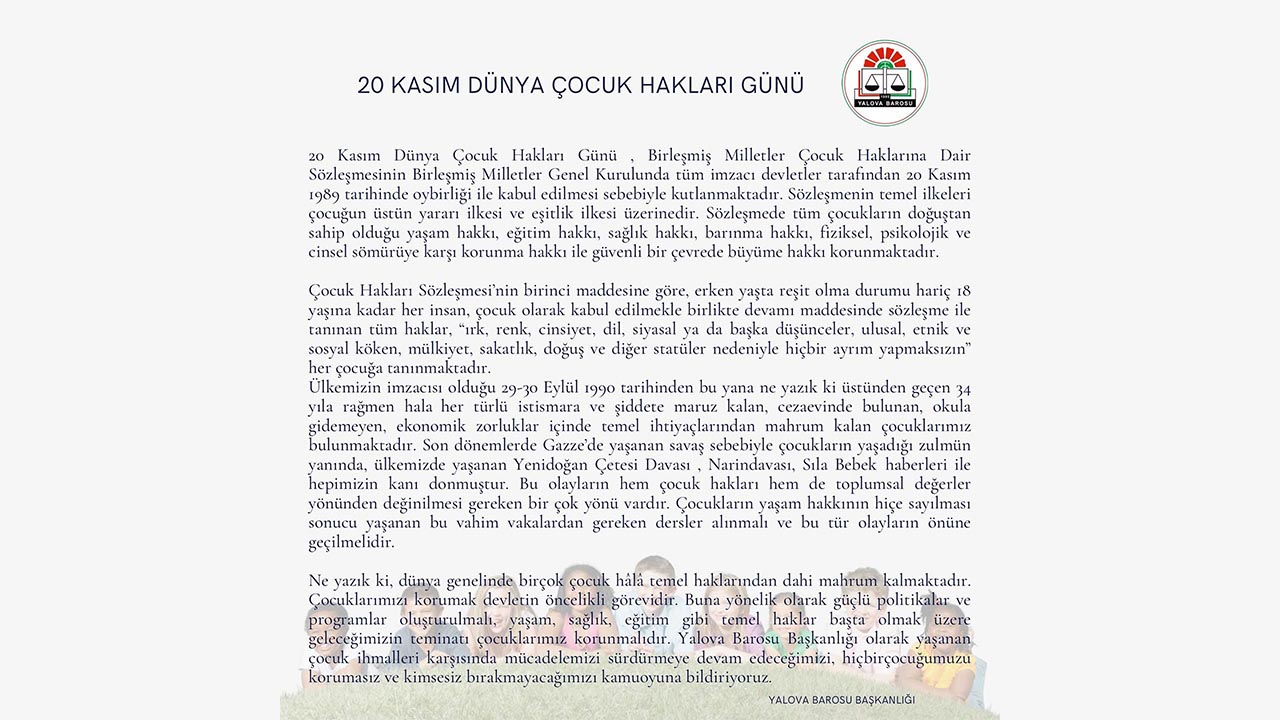 Yalova Baro Baskanlik Dunya Cocuk Haklari Gunu Aciklama (1)