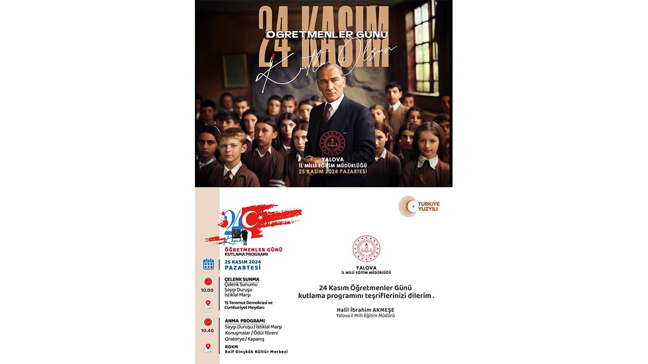 Yalova 24 Kasim Ogretmenler Gun Kutlama Program 1