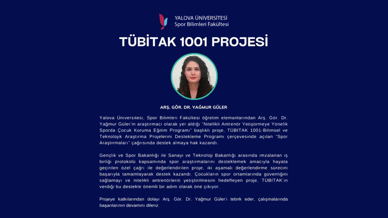 Yalova Universite Spor Bilim Fakulte Arastirma Gorevli Proje Tubitak-1