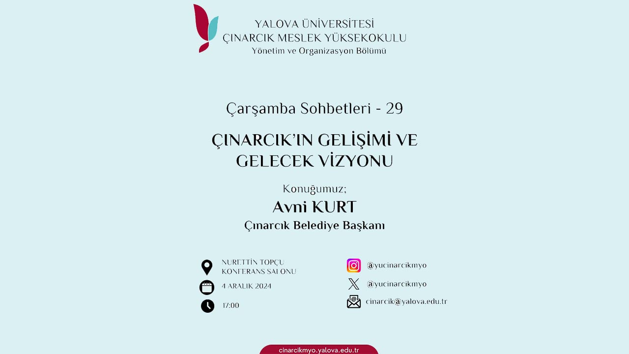 Yalova Cinarcik Belediye Baskan Universite Yuksekokul Yonetim Organizasyon Carsamba Sohbetler (1)