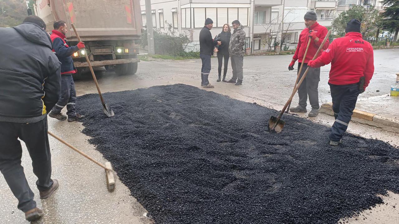 Yalova Cinarcik Belediye Harmanlar Mahalle Poyraz Cadde Sicak Asfaltlama Calisma (5)