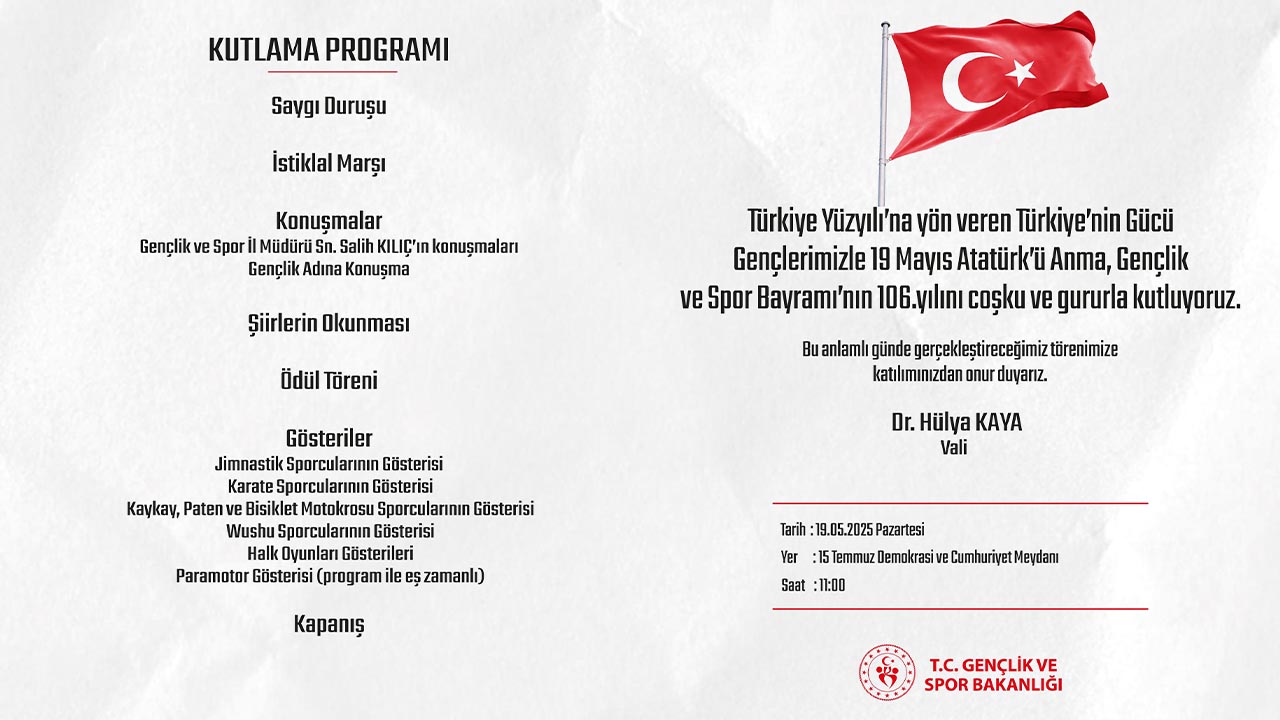 Yalova Valilik Genclik Spor Il Mudurluk 19 Mayis Genclik Spor Bayram Kutlama Program 1