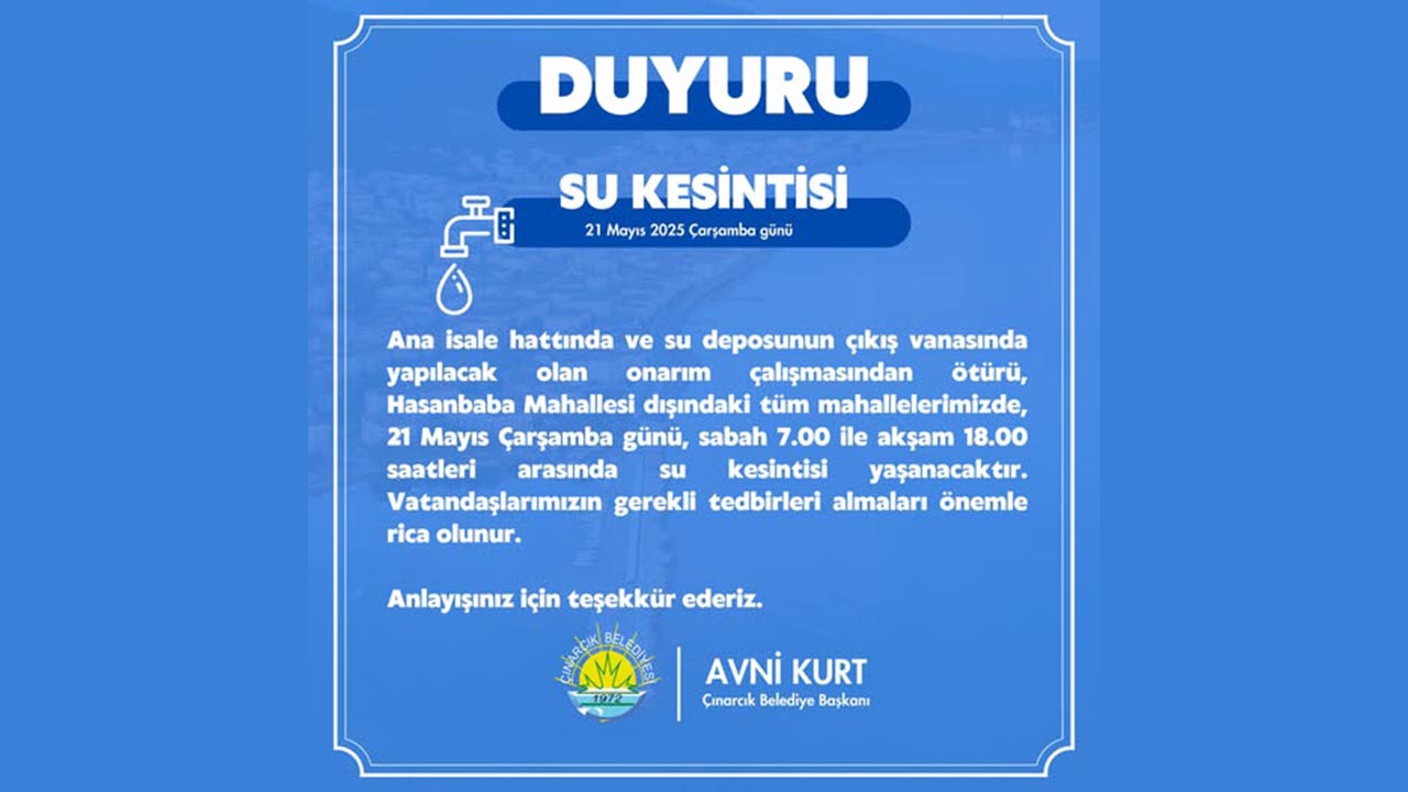 Yalova Cinarcik Belediye Ana Isale Hatti Su Depo Calisma Su Kesinti (1)