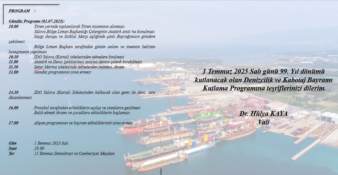 Yalova Kabotaj Bayram Kutlama Valilik Program