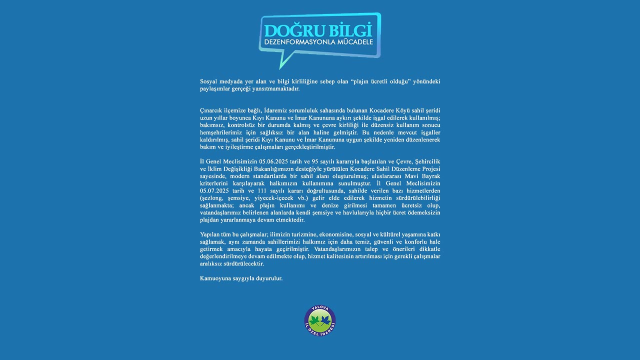 Kocadere Sahili Ücretsiz, Şezlong Ücretli