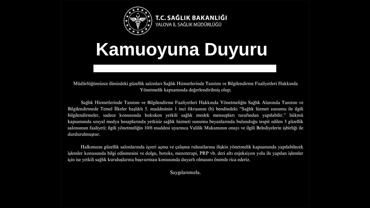 Yalova Il Saglik Mudurluk Denetim Yetsisiz Guzellik Salonu Faaliyet Durdurma (1)