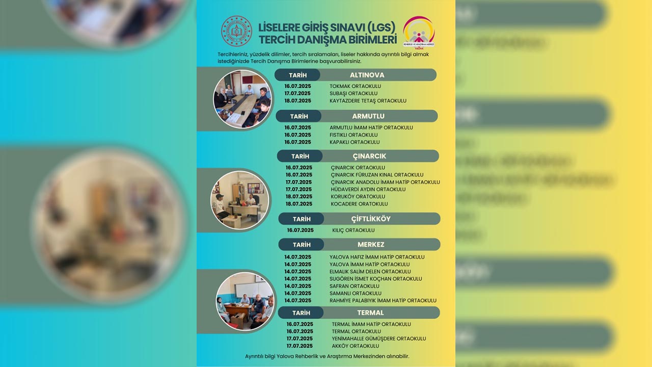 Yalova’da Lgs Tercih Danışmanlığı Yarın Başlıyor! İşte Danışmanlık Yapılacak Okullar