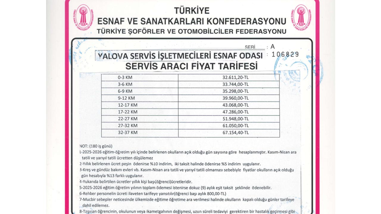 Yalova Yeni Egitim Ogretim Donem Okul Servis Tarife (2)