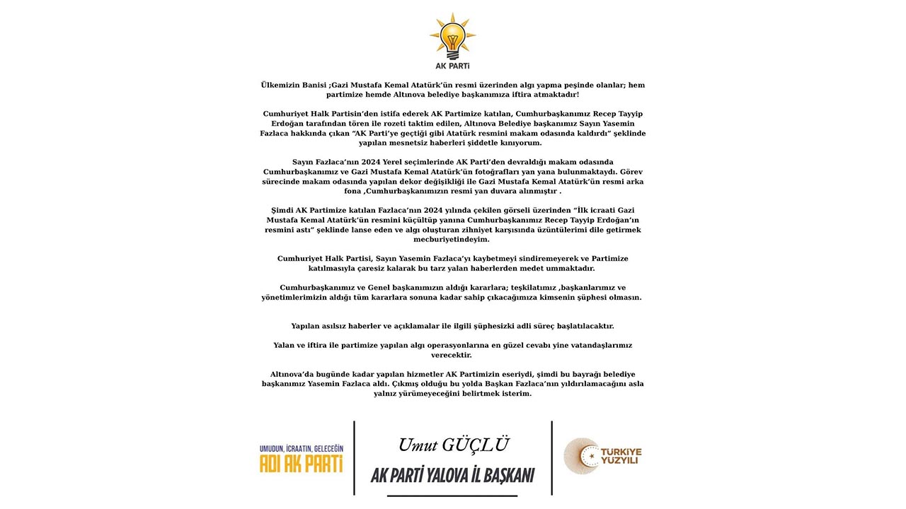 Yalova Ak Parti Il Baskan Altinova Belediye Baskan Makam Oda Ataturk Portre (1)