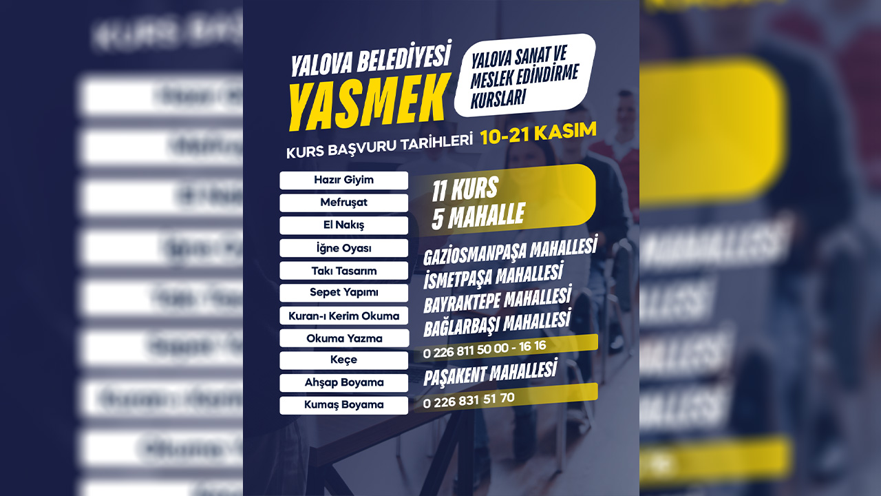 Yalova Belediyesi Mahalleler Sanat Meslek Edindirme Kurs Yasmek 1