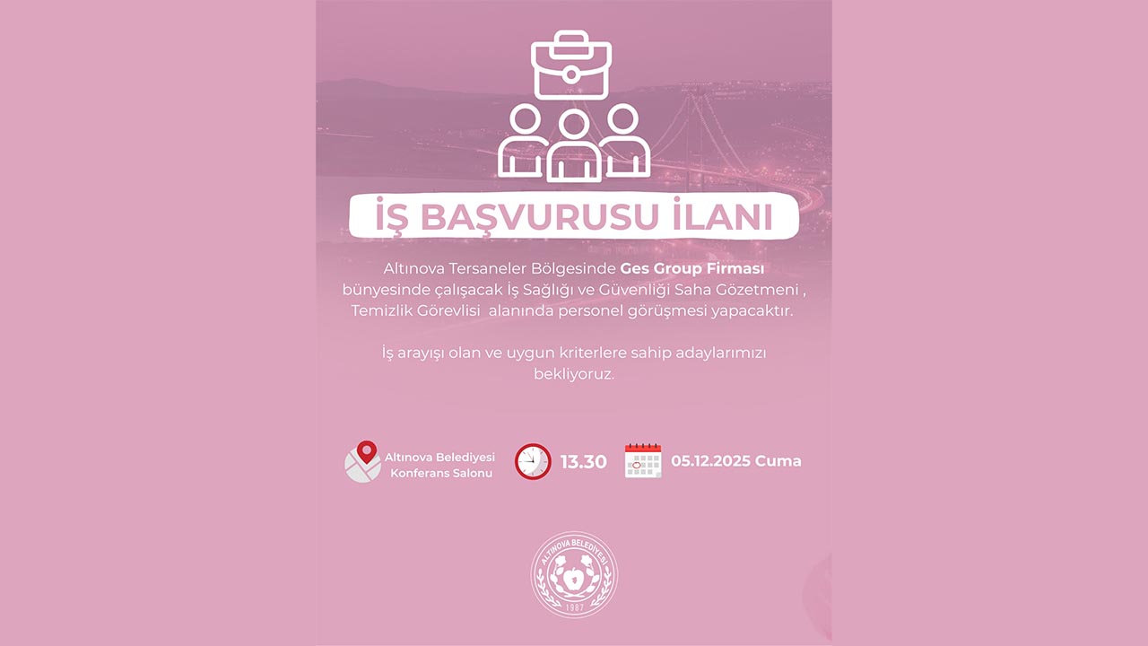 Altınova’da İş Fırsatı Ges Group Personel Alıyor