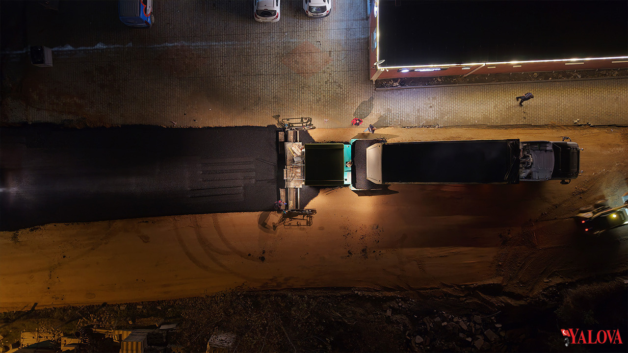 Yalova Belediyesi Fen Isleri Ekipler Mustafa Kemal Pasa Mahalle Asfalt Tretuvar Gece Calisma (4)