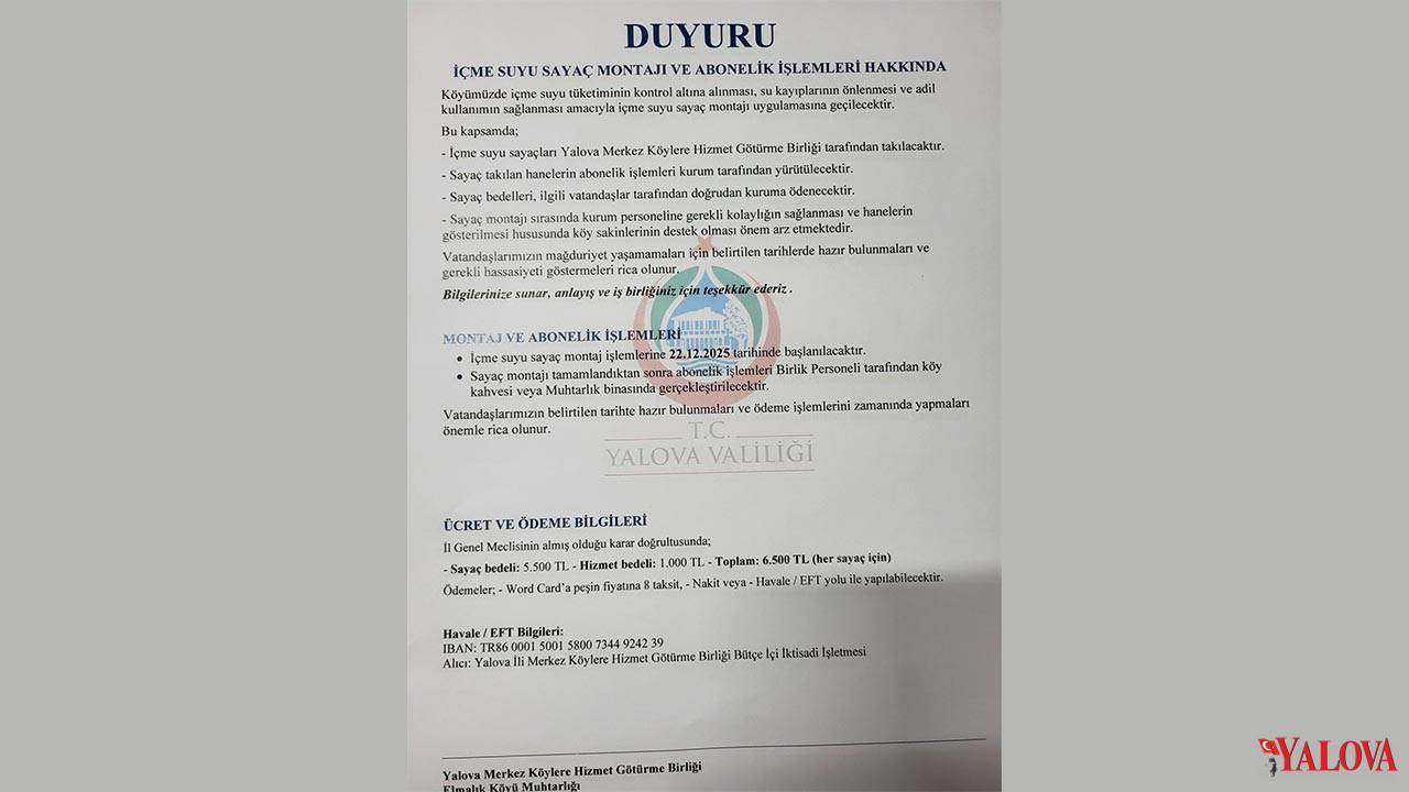 Yalova Il Ozel Idare Akilli Su Sayac Valilik Esadiye Yenimahalle Elmalik Safran (1)