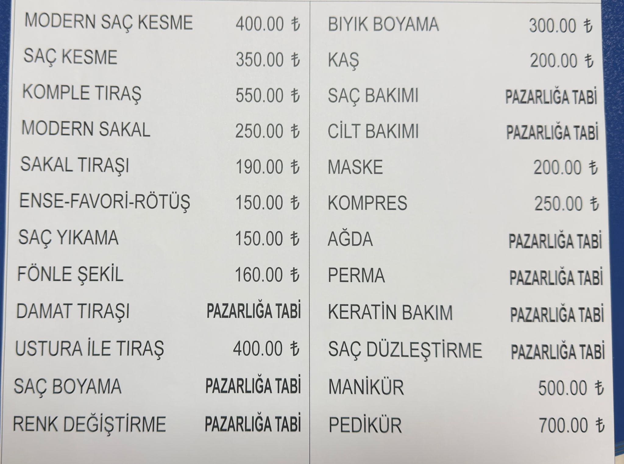 Yalova Guzellik Salon Kuafor Berber 2026 Yeni Fiyat Tarife (2)