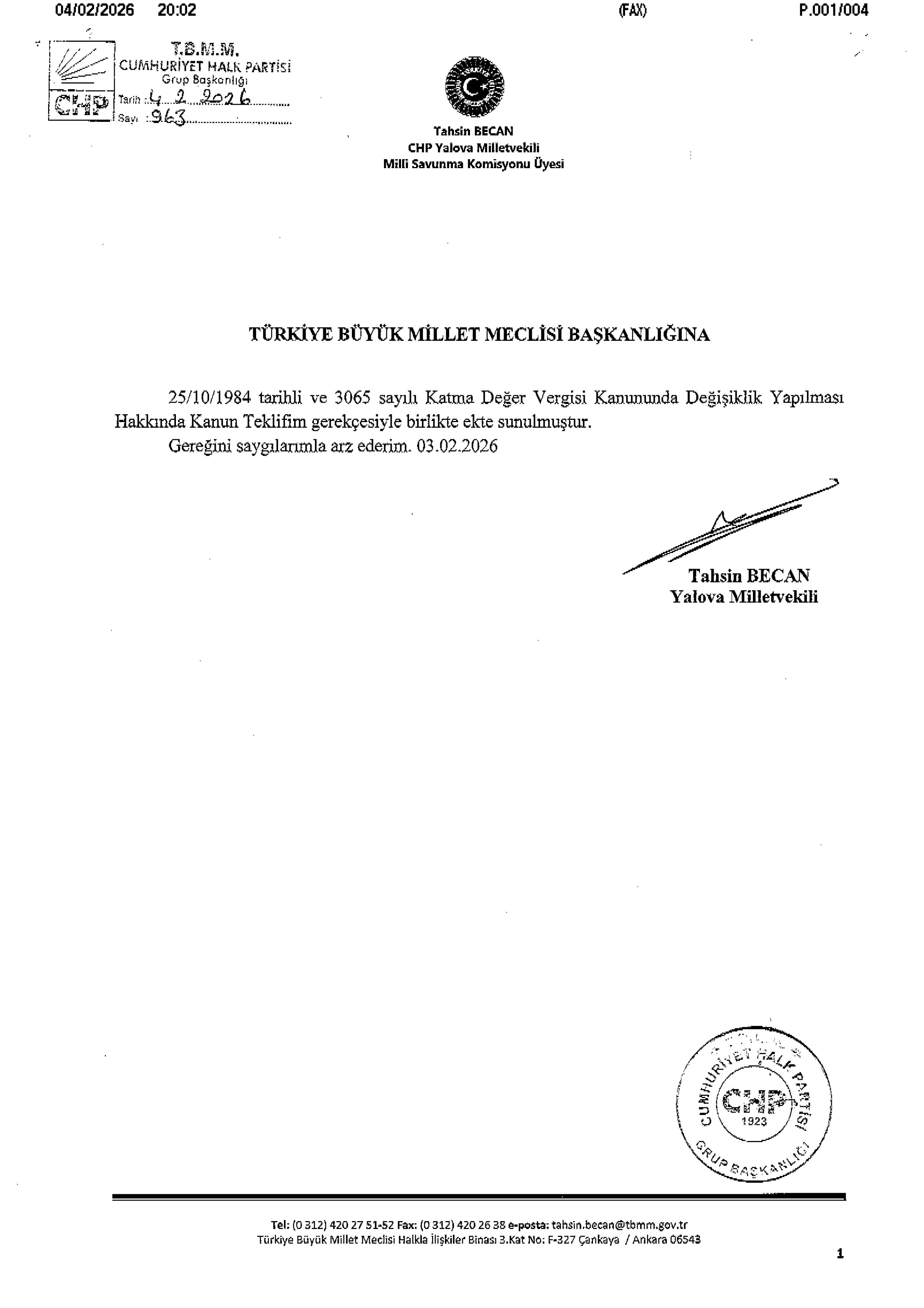 Yalova Cumhuriyet Halk Partisi Vekil Sus Bitkileri Cicekcilik Sektor Kdv Oran Tbmm Kanun Teklif 1