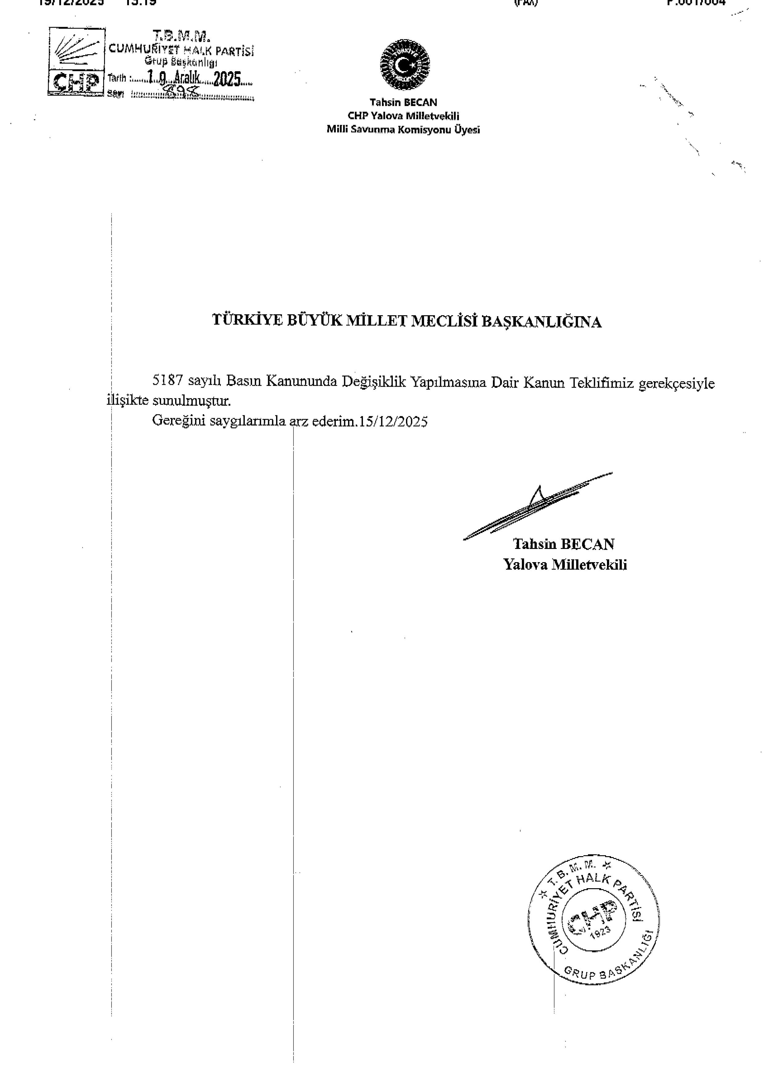 Yalova Chp Vekil Basin Mensuplari Siddet Tbmm Kanun Teklifi 1