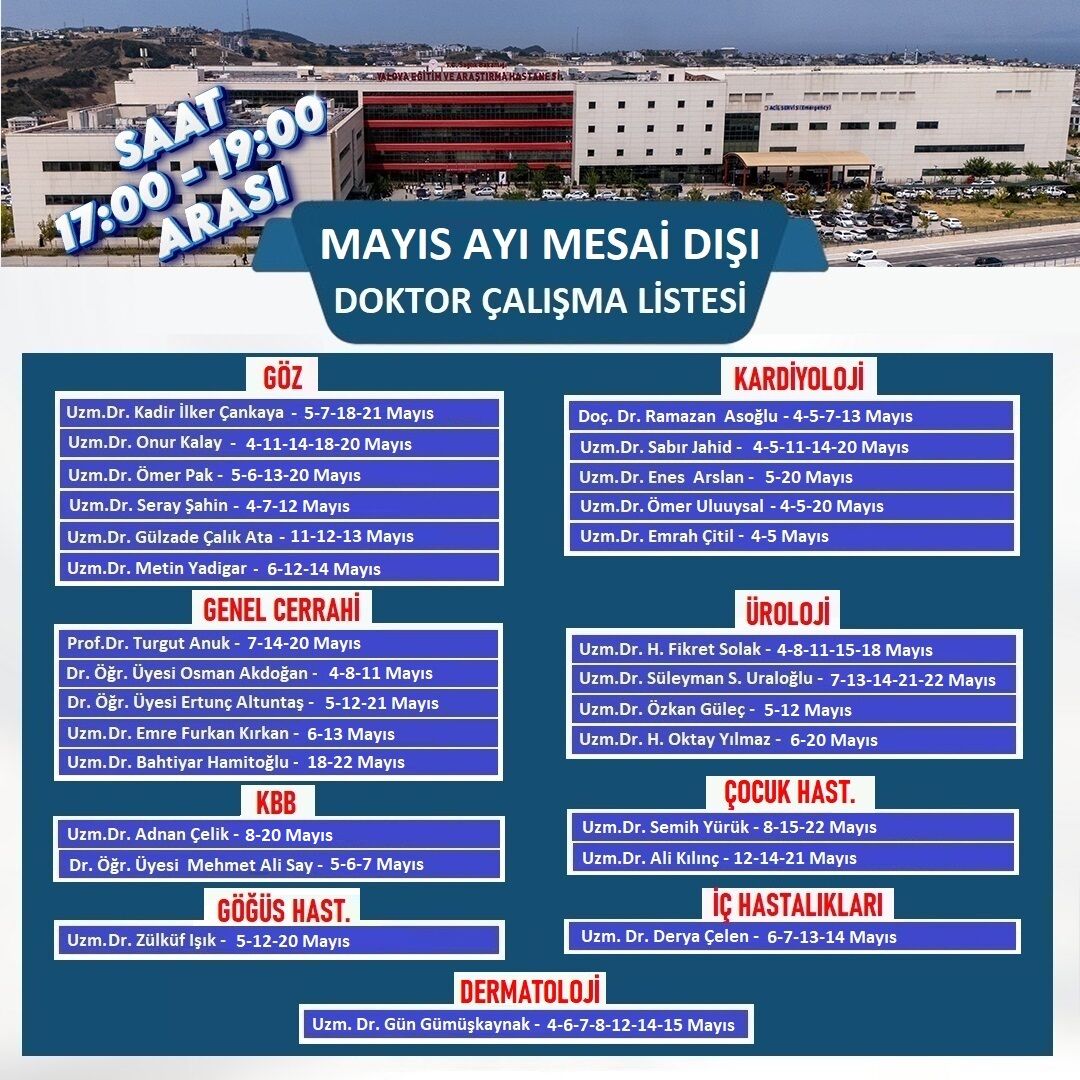 Yalova Egitim Arastirma Hastanesi Poliklinik Mesai Duyuru (1)