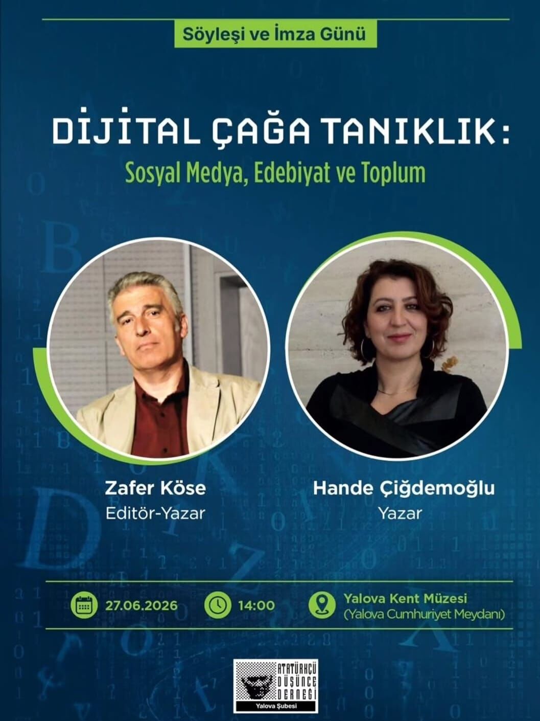 Yalova Add Kent Muze Sosyal Medya Edebiyat Imza Gunu Hande Cigdemoglu Zafer Kose Soylesi