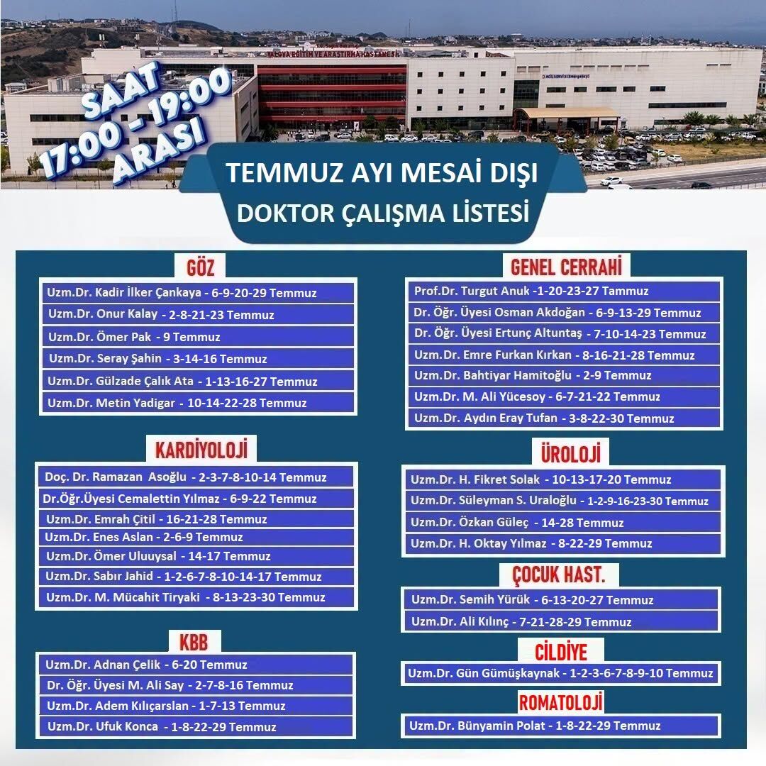 Yalova Egitim Arastirma Hastane Temmuz Ayi Mesai Disi Polikilinik (1)