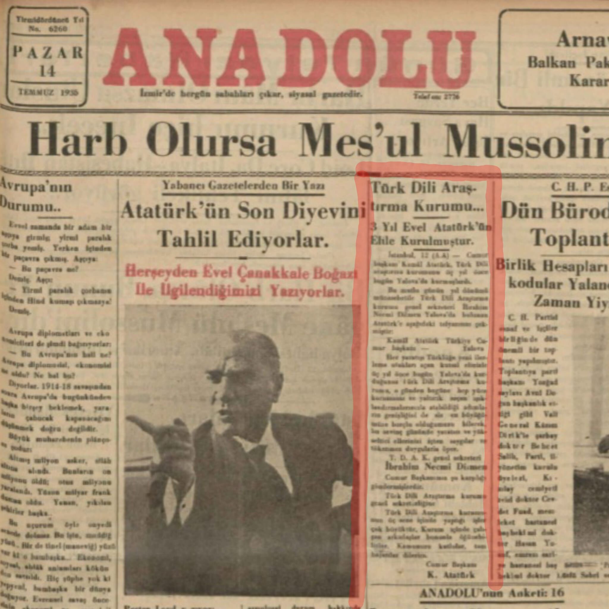 Yalova Turk Dil Bayrami Duzenleme Kurulu Ataturk Tarihi Belge (2)