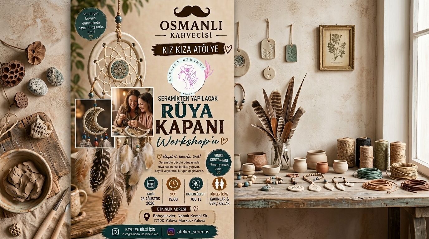 Yalova’da Kadınlara Özel “Rüya Kapanı” Seramik Workshop’u Düzenlenecek