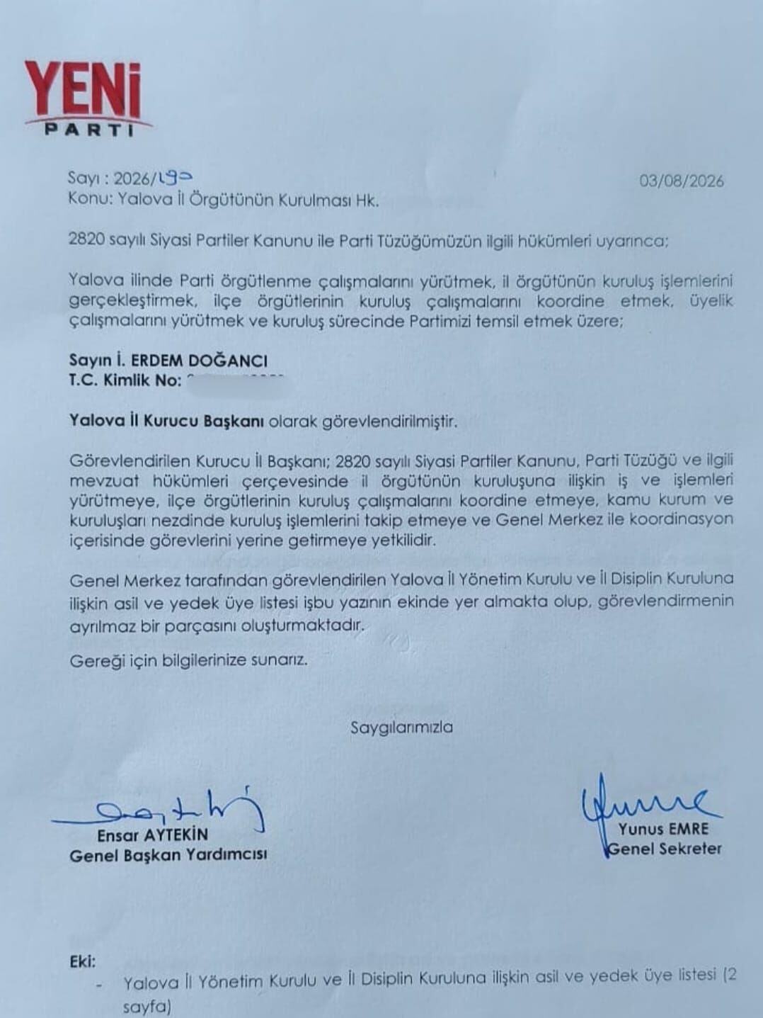 Yalova Yeni Parti Il Ilce Teskilatlanma Aciklama Hedefler (2)