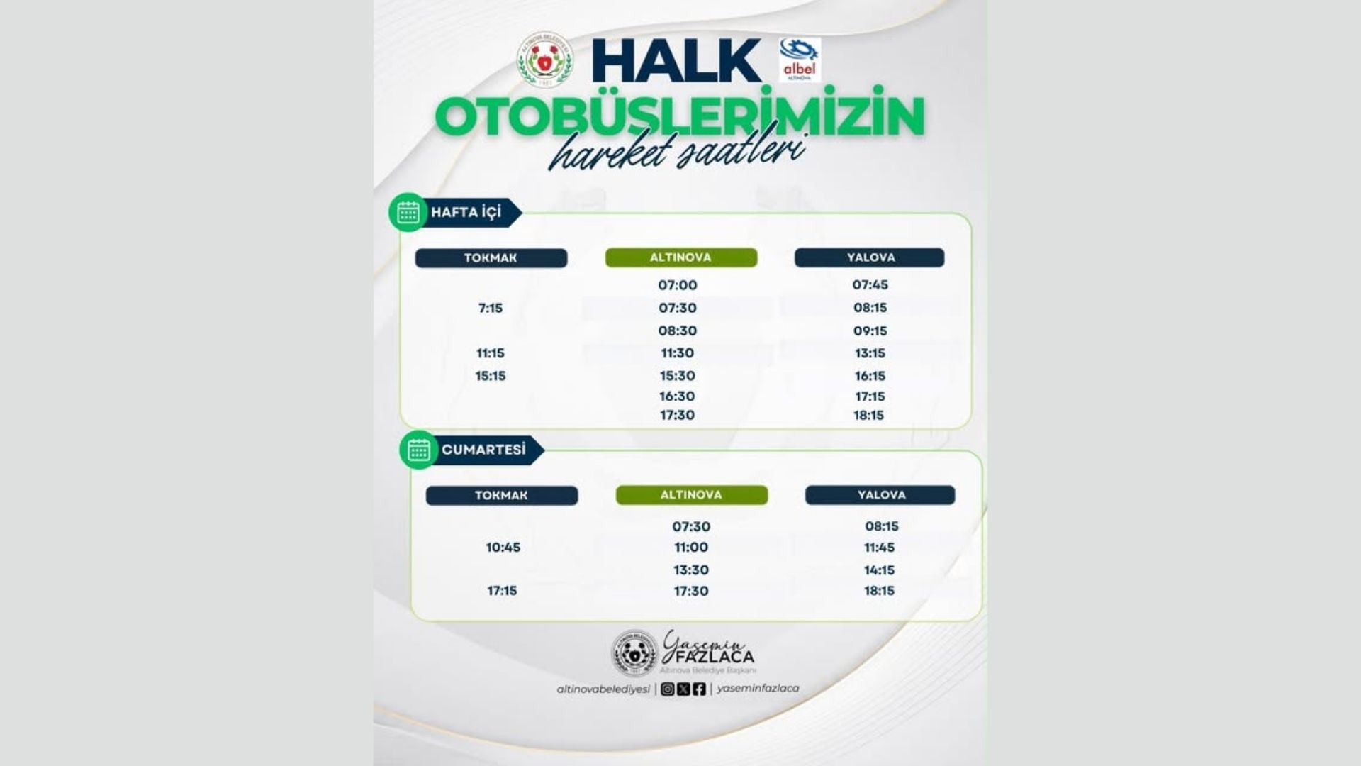 Yalova’da Halk Otobüsü Sefer Saatleri Güncellendi