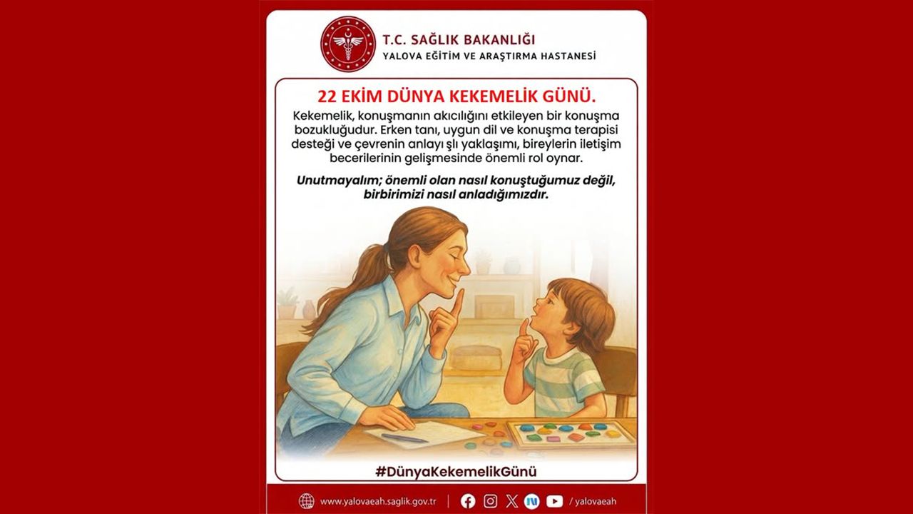 Yalova Eğitim ve Araştırma Hastanesi’nden Dünya Kekemelik Günü Mesajı